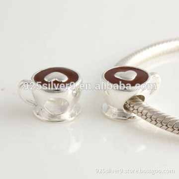 Coffee cup Enamel 925 Sterling Silver Beads & Charms